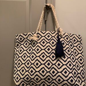 Chic Blue and Cream Tote Bag